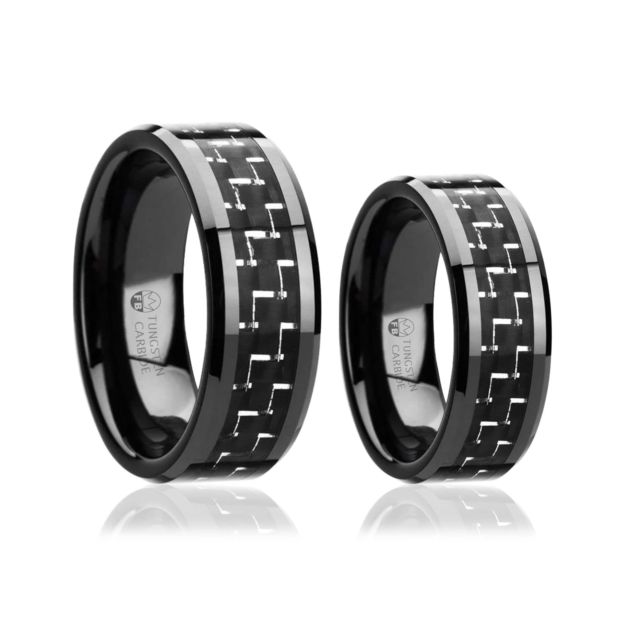 Kolfiber Black Edition tungstensring med 3D-kolfiberinlägg