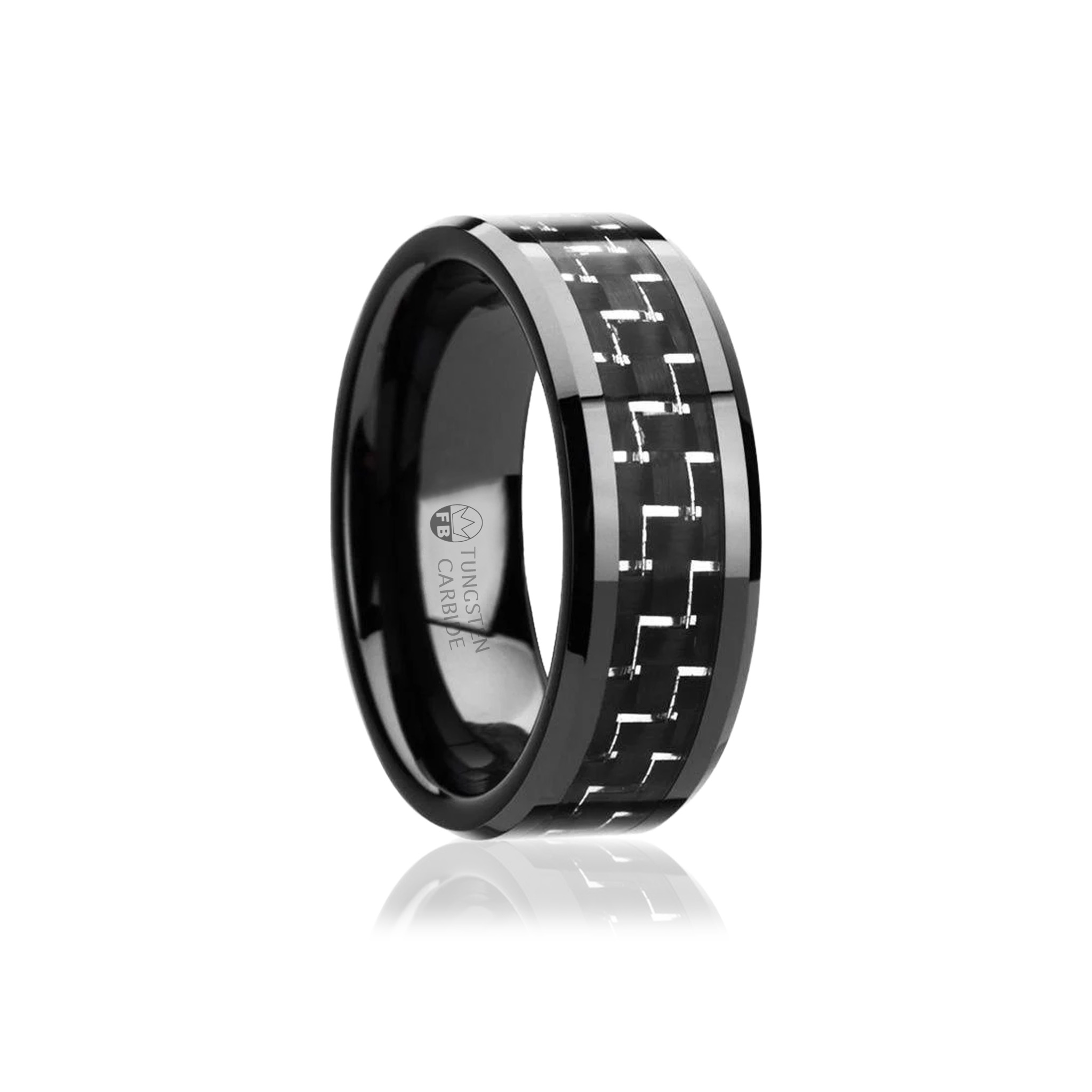 Svart tungstensring med exklusivt kolfibermönster