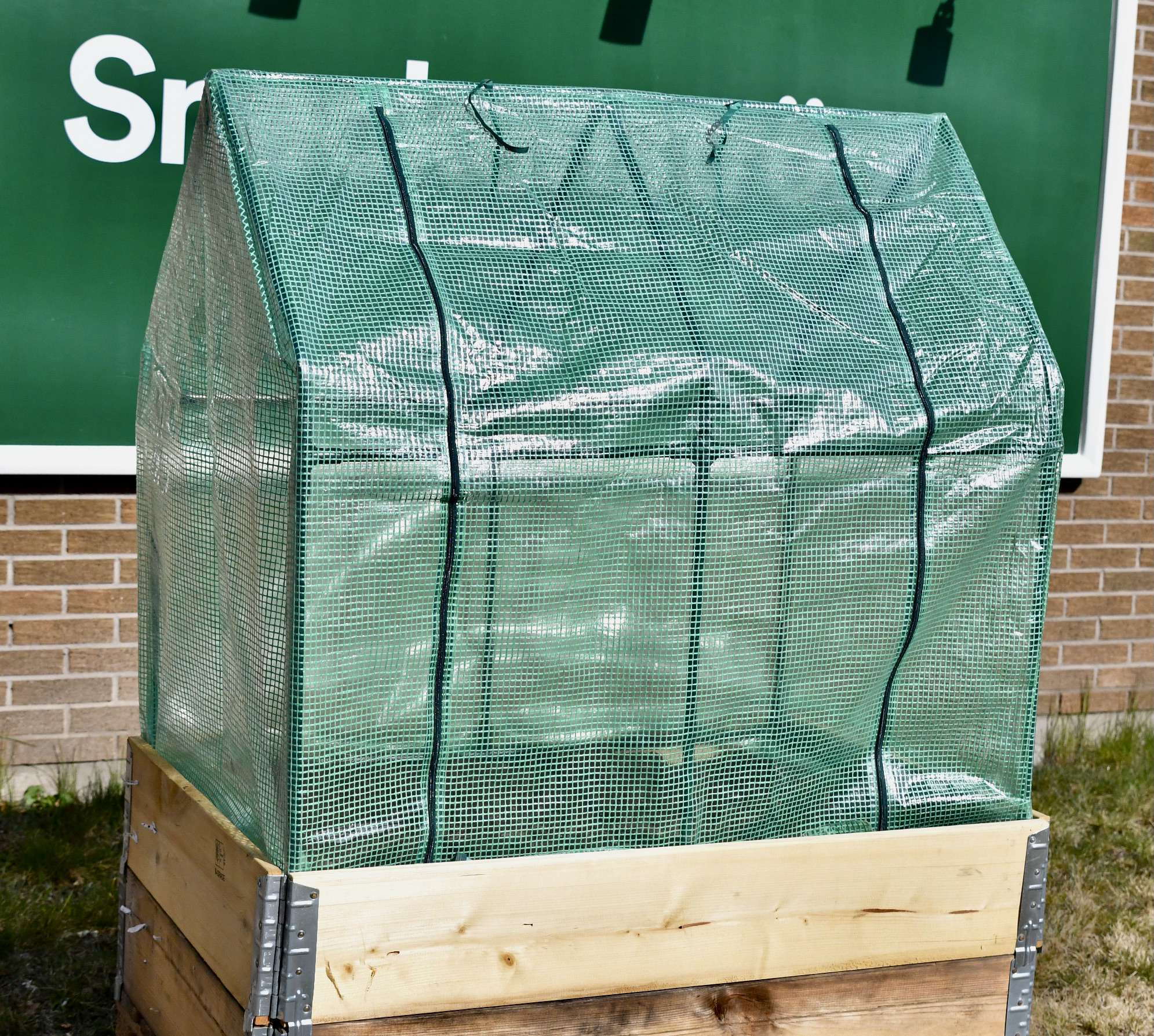 Pallkrageväxthus med armerat plastöverdrag 110 cm med öppningsbar framsida - 4