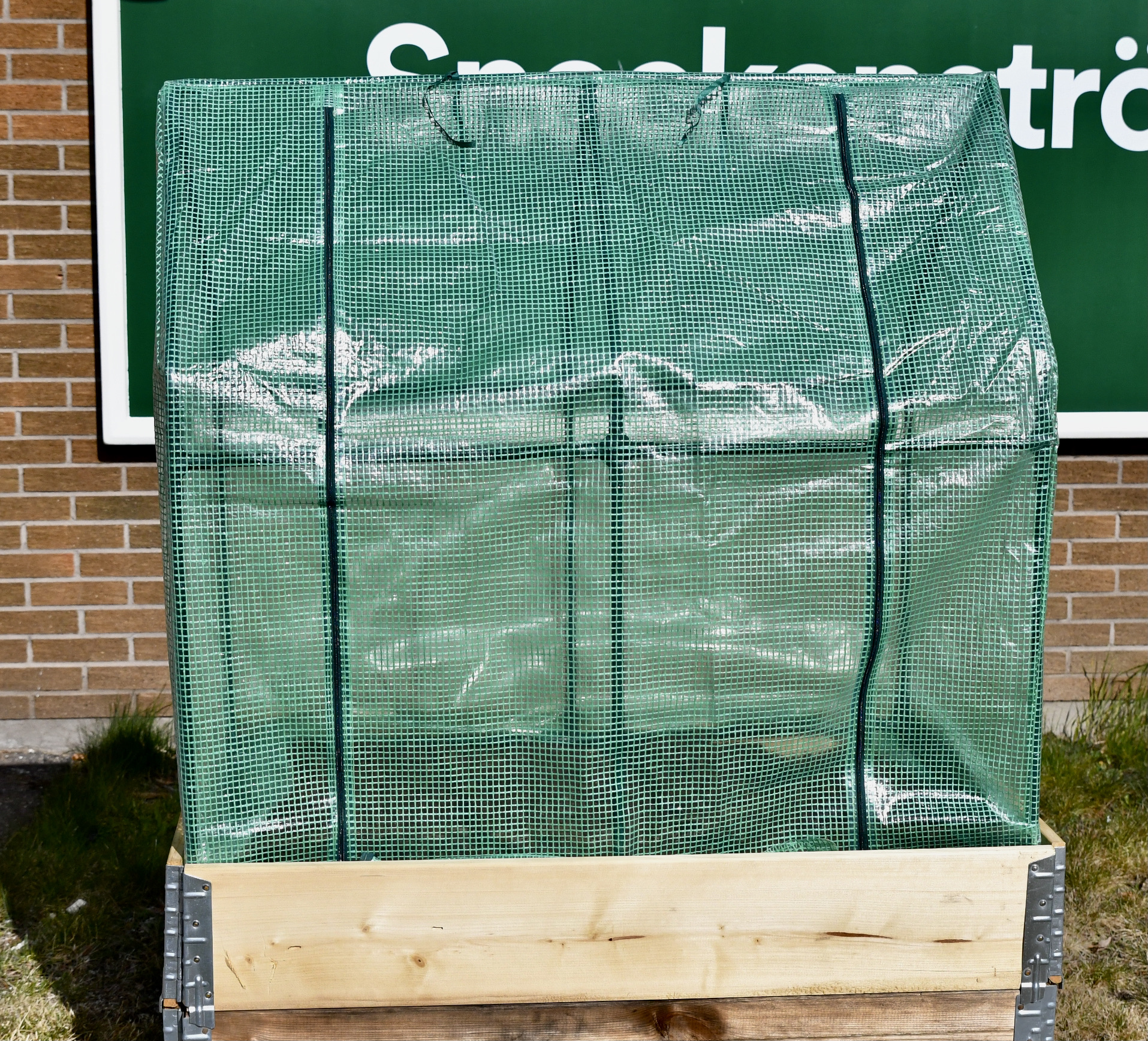 Pallkrageväxthus med armerat plastöverdrag 110 cm med öppningsbar framsida - 5