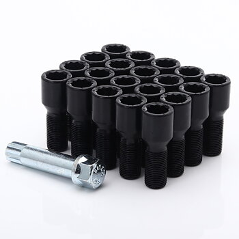 Torx / Torax / Star bolt Hjulbult / Hjulbultar Korta svarta M12x1,25 - 20st