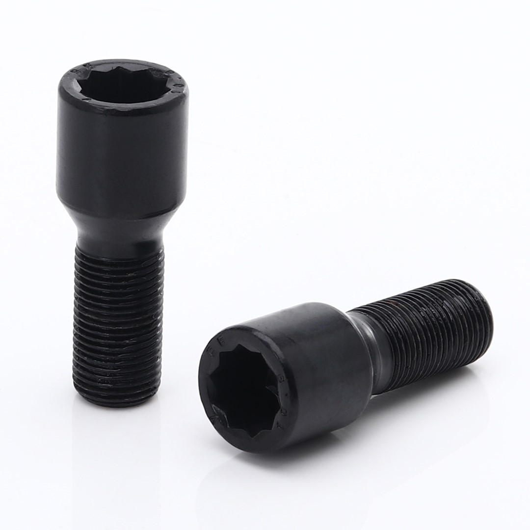 Torx / Torax / Star bolt Hjulbult / Hjulbultar Korta svarta M12x1,25 - 20st