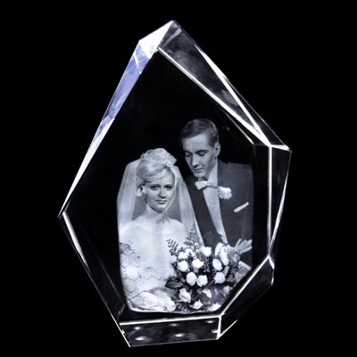 3D bloque de cristal Iceberg, grande 17x13x6 cm