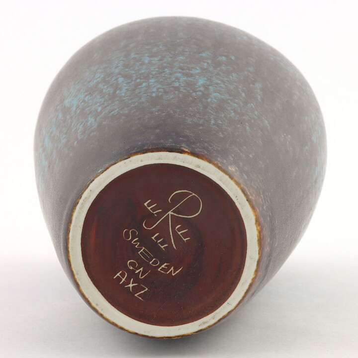 Gunnar Nylund (AXZ 1950s) Turquoise Biomorphic Vase 20 cm