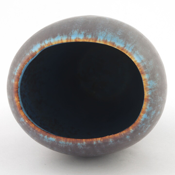 Gunnar Nylund (AXZ 1950s) Turquoise Biomorphic Vase 20 cm