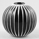 Stig Lindberg (Domino 1954) Black/White Spherical Vase with Linear Decor 9 cm