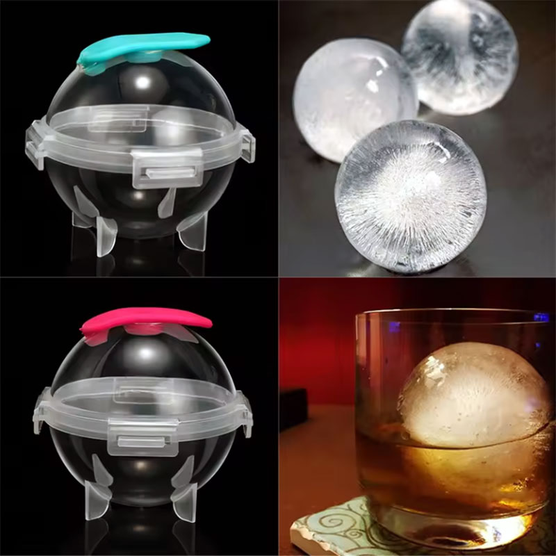 Isformar för isklot och isboll i glas med whisky