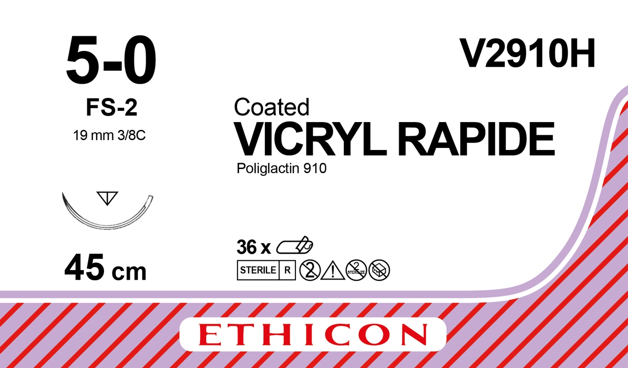 Vicryl Rapide suture 5-0, v2910H, FS-2 needle, 45 cm undyed