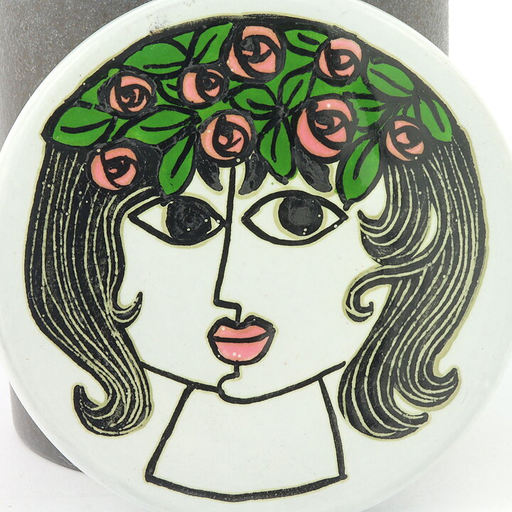 マリ・シムルソン Rosinaシリーズ 女性が蓋に描かれた容器 1964年  11cm