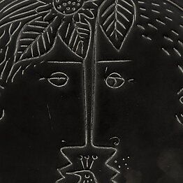 Stig Lindberg (Piazza 1960) Black Dish with Couple Relief Decor 20 cm (1)