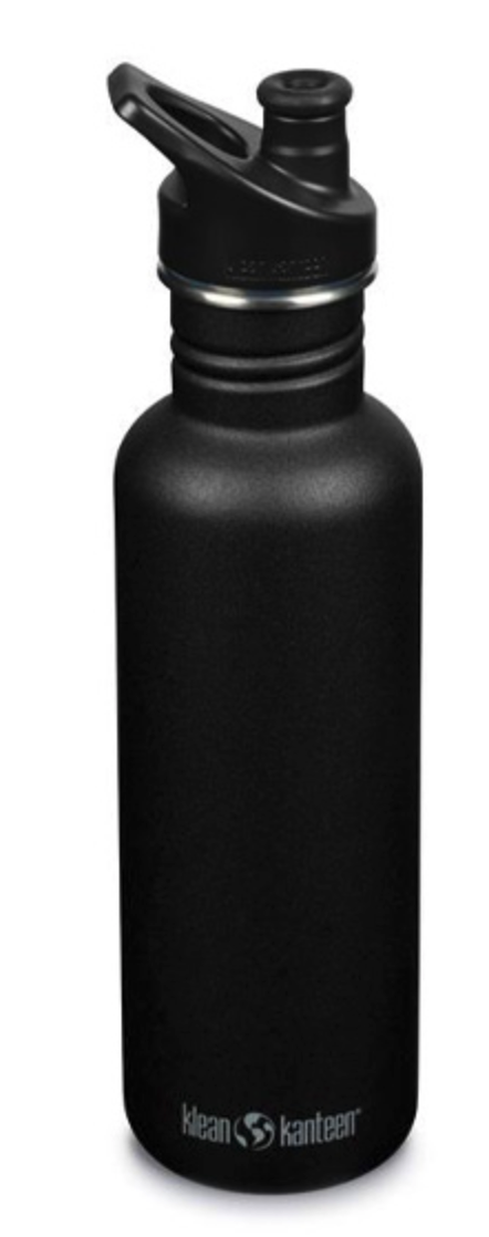 Musta Klean Kanteen -urheilupullo teräksestä