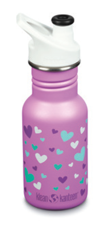 Klean Kanteen børneflaske med sportshætte Orchid Hearts