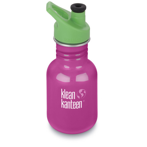 Pink og grøn Klean Kanteen vandflaske til børn
