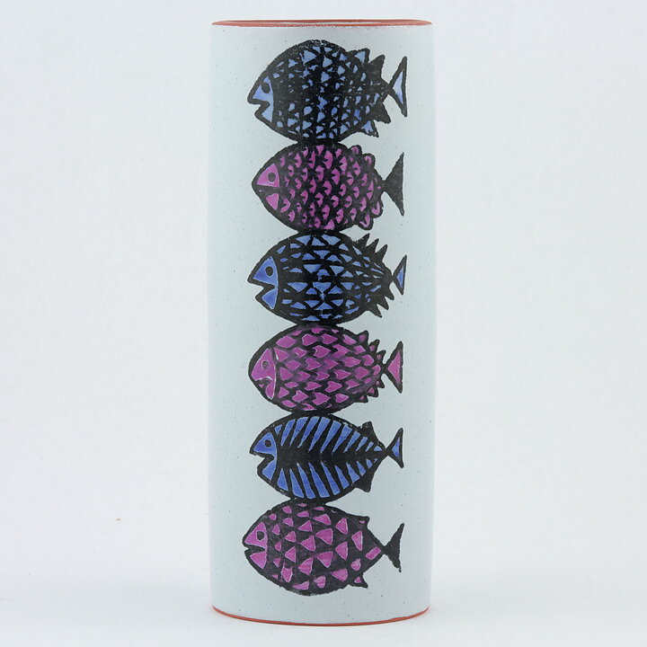スティグ・リンドベリ  Karnevalシリーズ 漁師と魚の花瓶 Vase 1958年 (15cm)