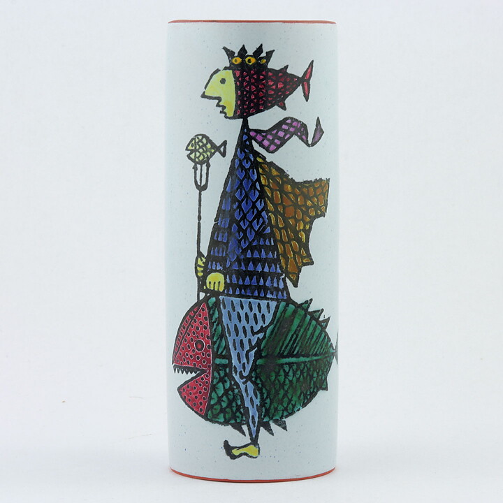 スティグ・リンドベリ  Karnevalシリーズ 漁師と魚の花瓶 Vase 1958年 (15cm)