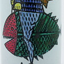 スティグ・リンドベリ  Karnevalシリーズ 漁師と魚の花瓶 Vase 1958年 (15cm)