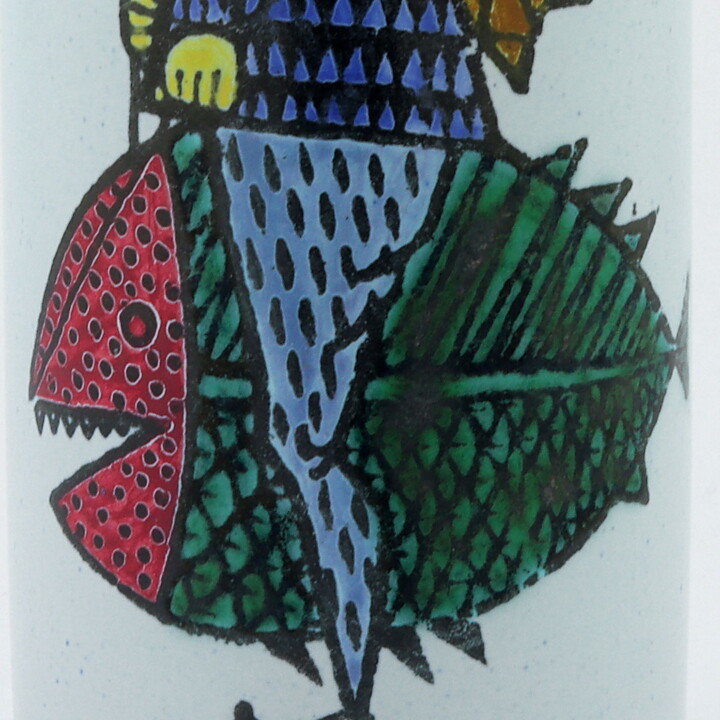 スティグ・リンドベリ  Karnevalシリーズ 漁師と魚の花瓶 Vase 1958年 (15cm)