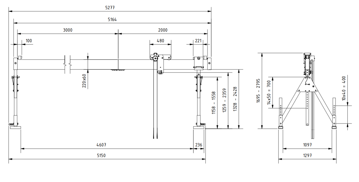 Bockkran 1000 kg i aluminium  - 2