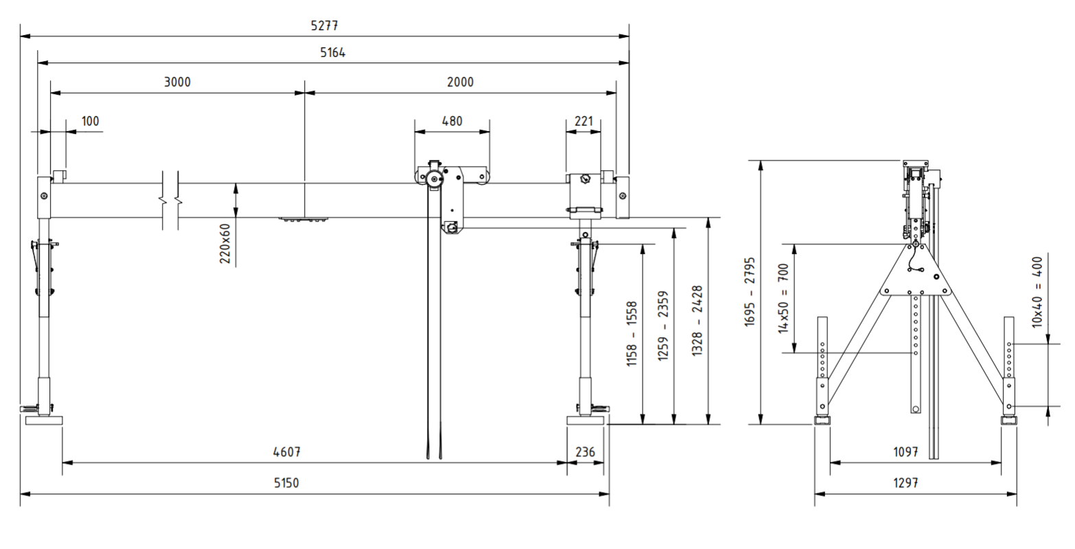 Bockkran 1500 kg i aluminium - 2