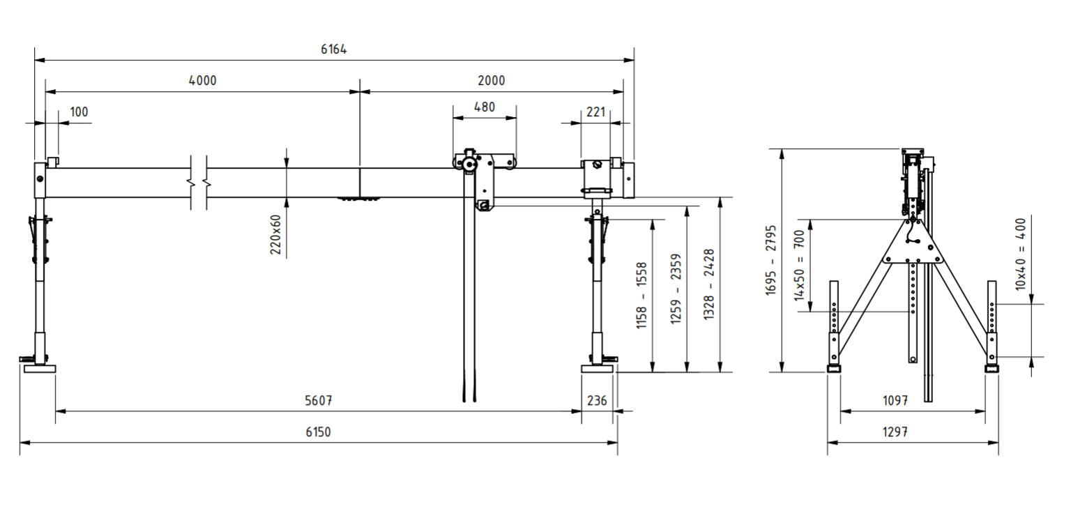 Bockkran 1500 kg i aluminium - 2