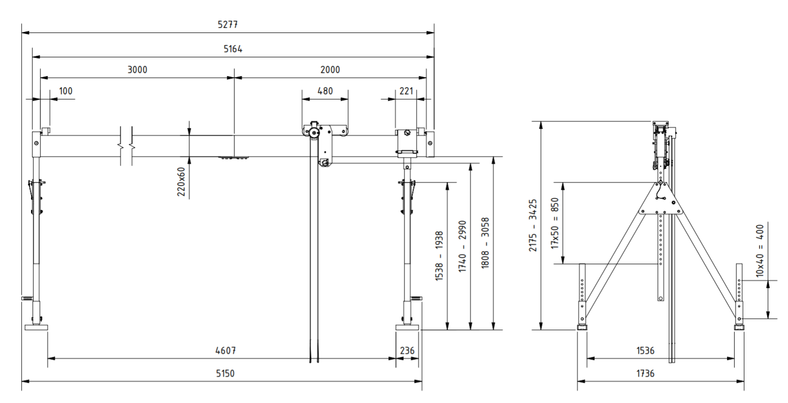 Bockkran 1000 kg i aluminium - 2