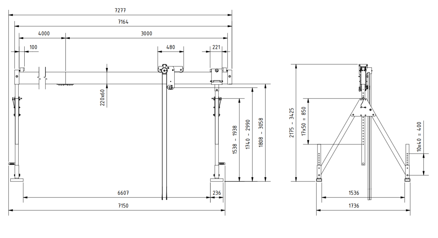 Bockkran 1000 kg i aluminium - 2