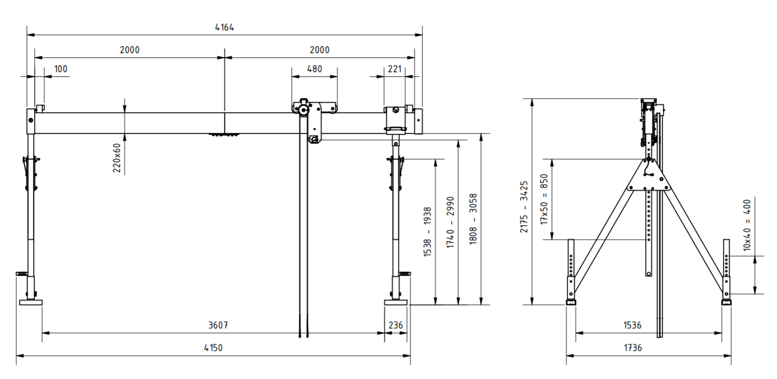 Bockkran 1500 kg i aluminium - 2