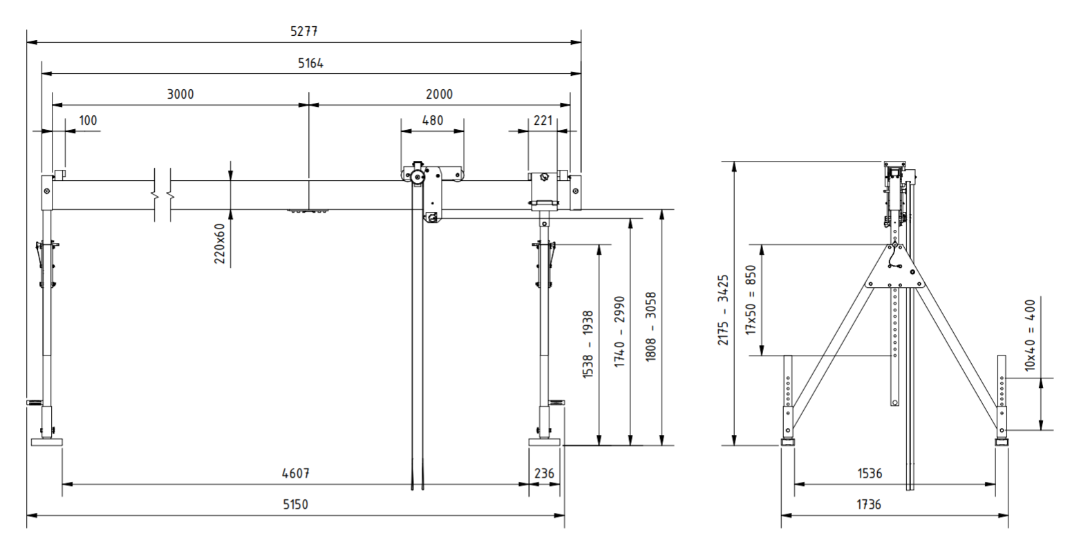 Bockkran 1500 kg i aluminium - 2