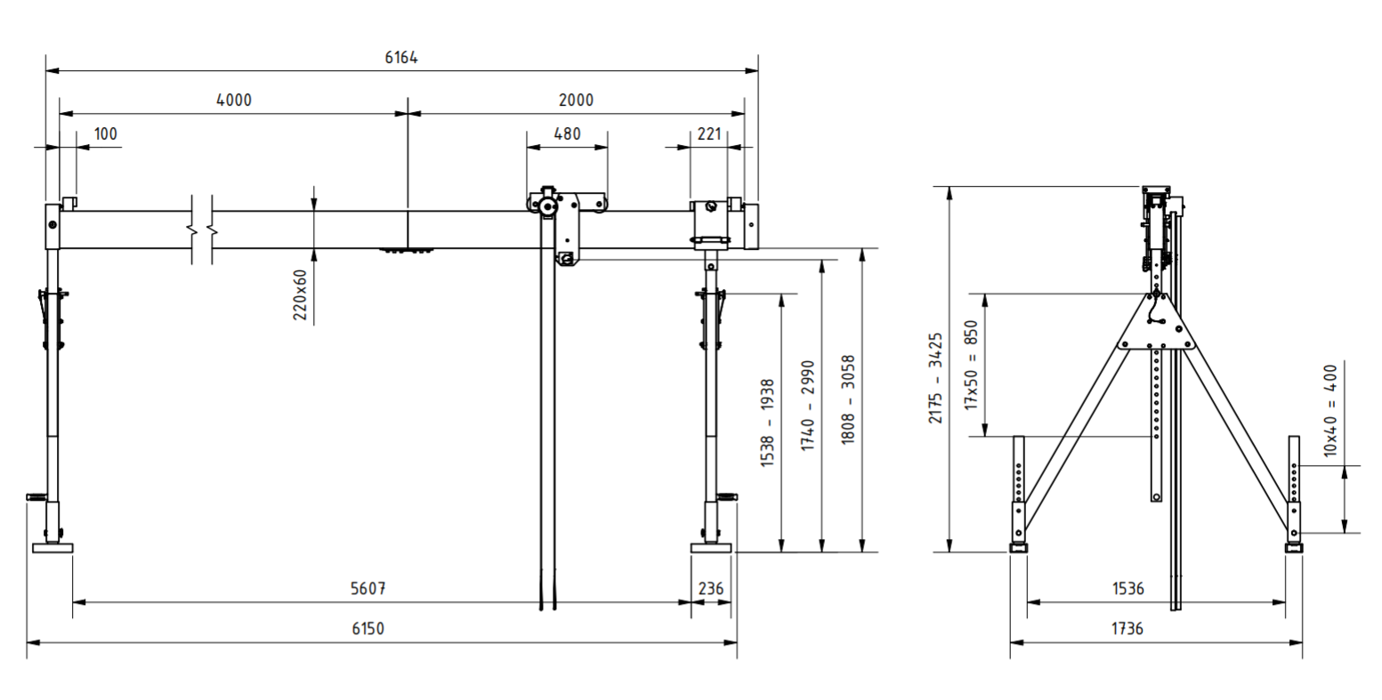 Bockkran 1500 kg i aluminium - 2