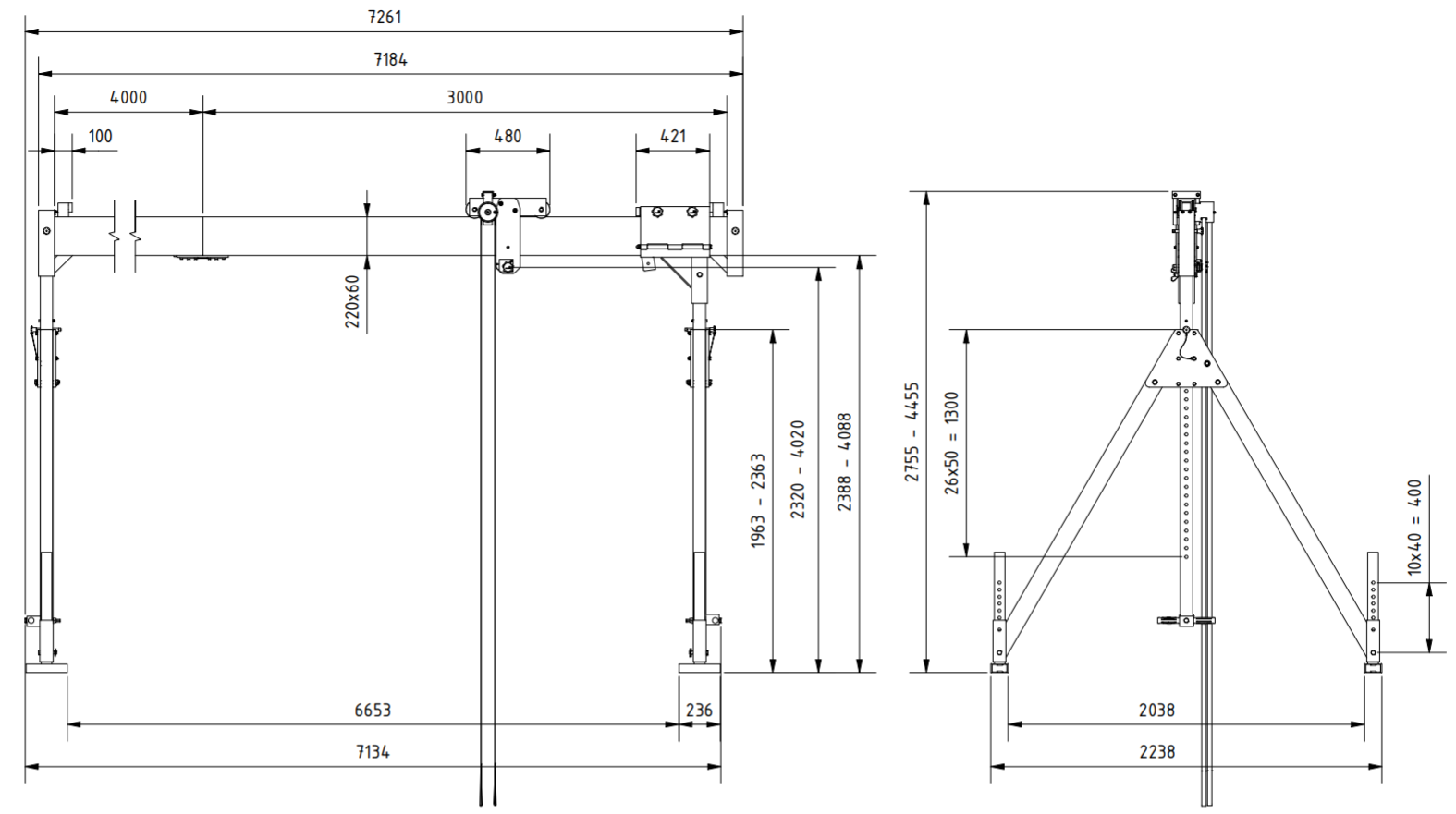 Bockkran 1000 kg i aluminium - 2