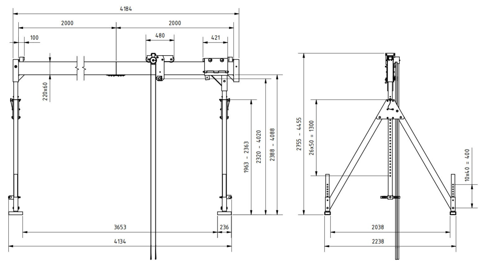 Bockkran 1500 kg i aluminium - 2