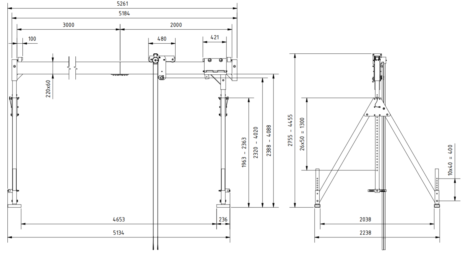 Bockkran 1500 kg i aluminium - 2
