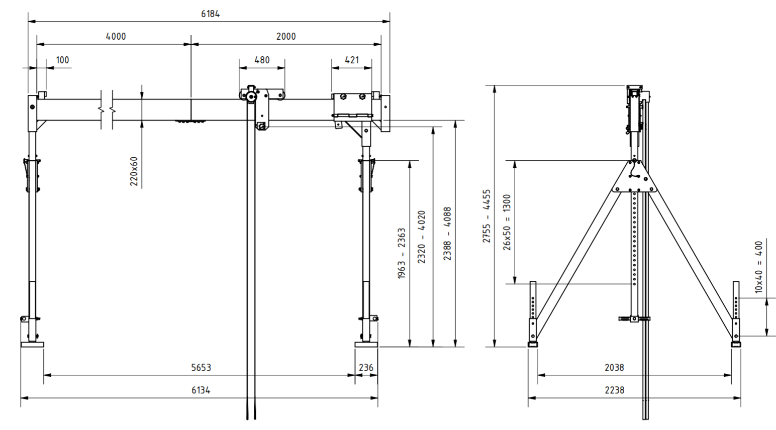 Bockkran 1500 kg i aluminium - 2