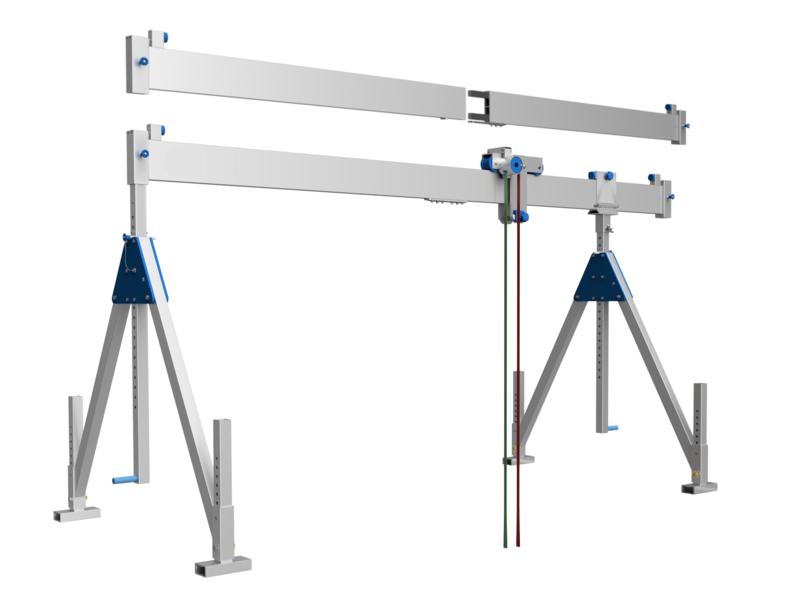 Bockkran 1500 kg i aluminium / Hög / Balklängd: 6 m delbar