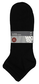 10-Pack Wiges Ankle Socks Black