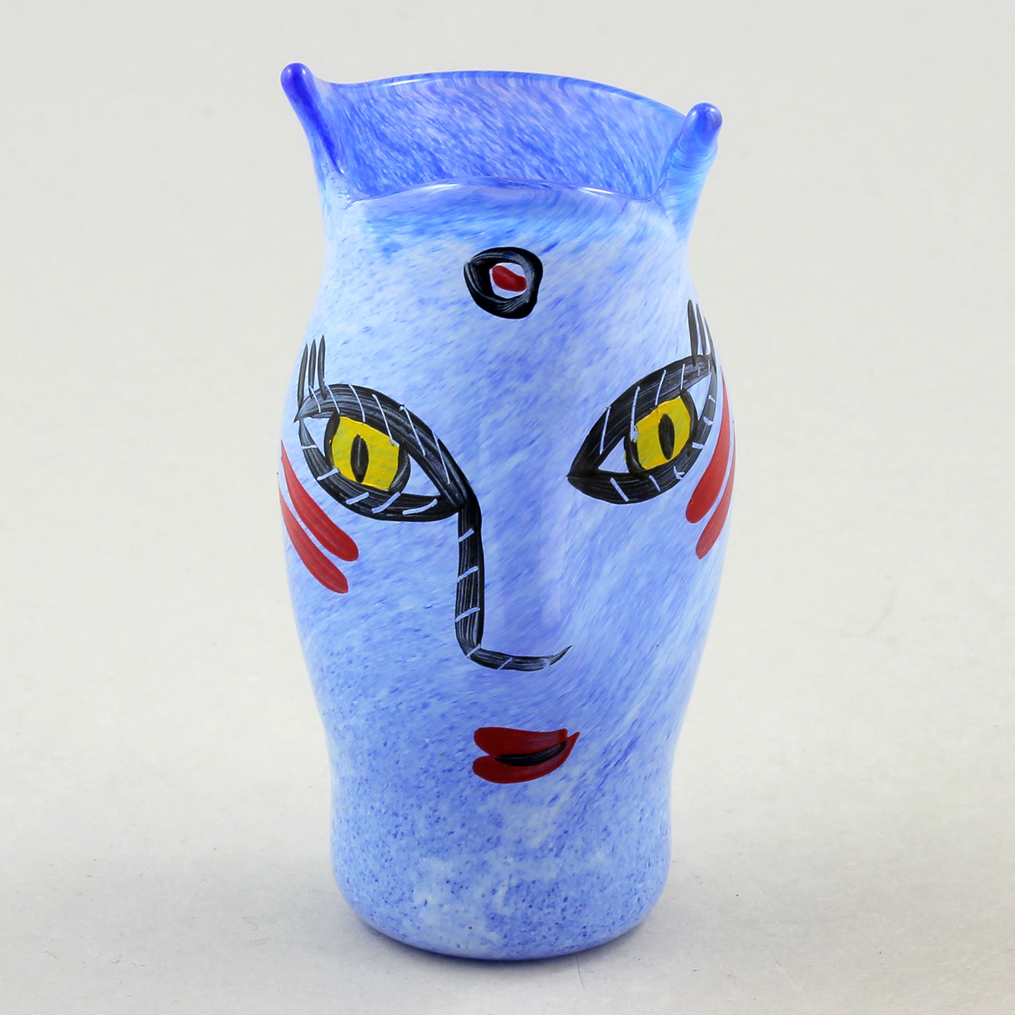 Ulrica Hydman Vallien (Open Minds 1987) Blue Woman Face Vase 10 cm