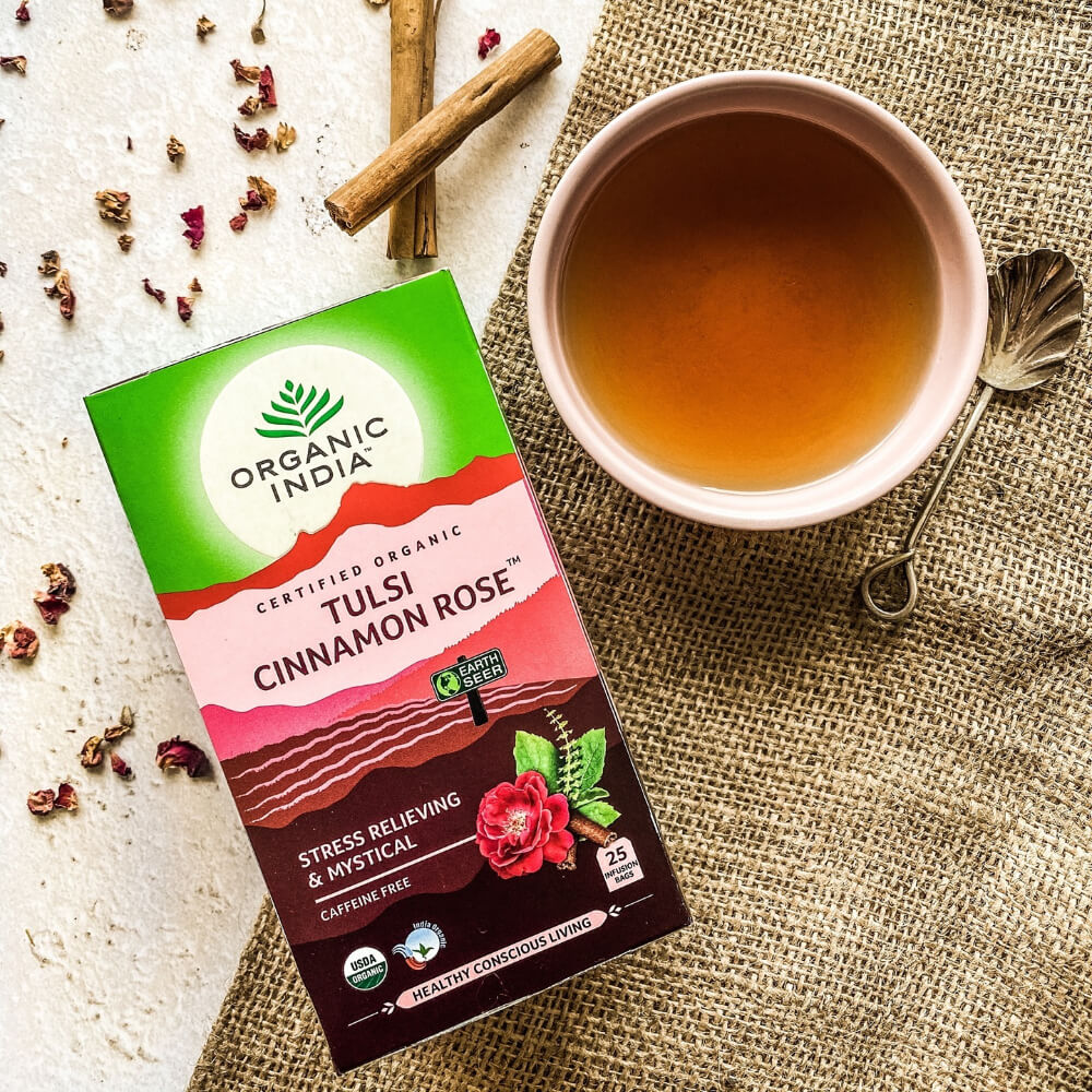 Tulsi Cinnamon Rose Tea Org, 25 teabags Organic India - 2