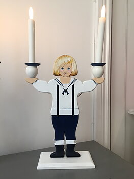 Sjömanspojke, Svensktillverkad och handmålad ljusdocka