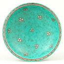 Wilhelm Kåge (Argenta 1959) Green Bowl with Silver Flower Decor 12,5 cm