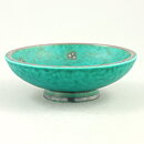 Wilhelm Kåge (Argenta 1959) Green Bowl with Silver Flower Decor 12,5 cm