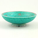 Wilhelm Kåge (Argenta 1959) Green Bowl with Silver Flower Decor 12,5 cm