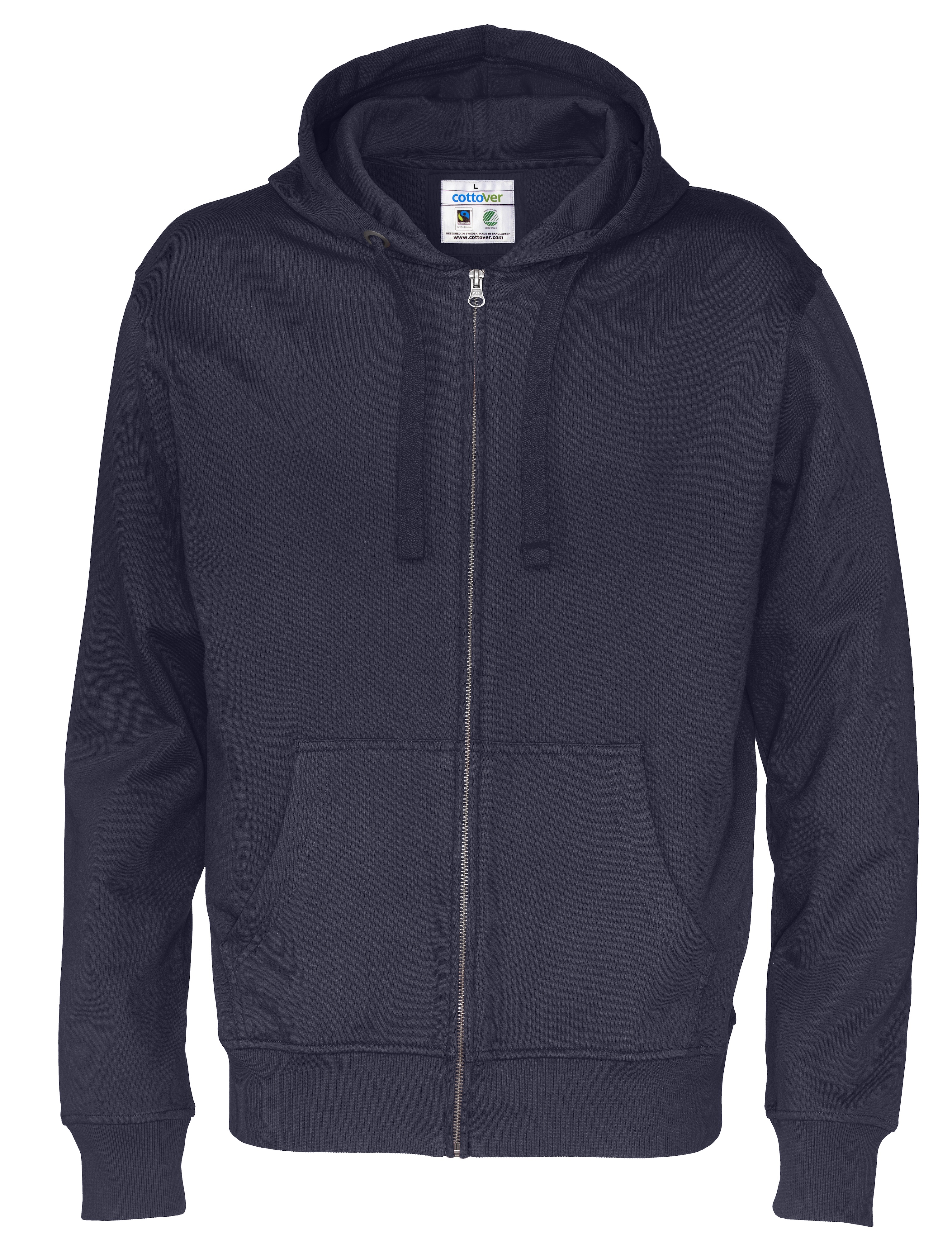 Hoodie med dragkedja - Herr - Cottover - Fairtrade & Ekologisk GOTS - 14 olika färger - 12