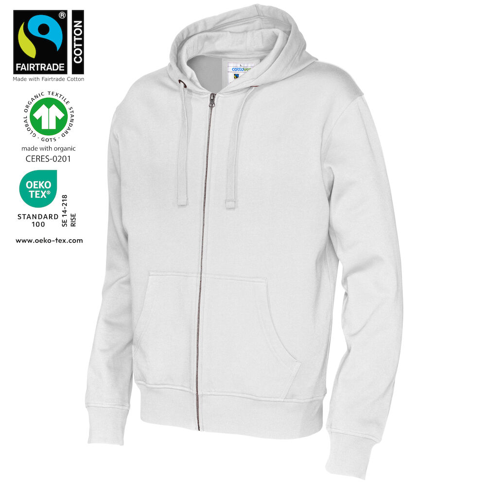 Hoodie med dragkedja - Herr - Cottover - Fairtrade & Ekologisk GOTS - 14 olika färger