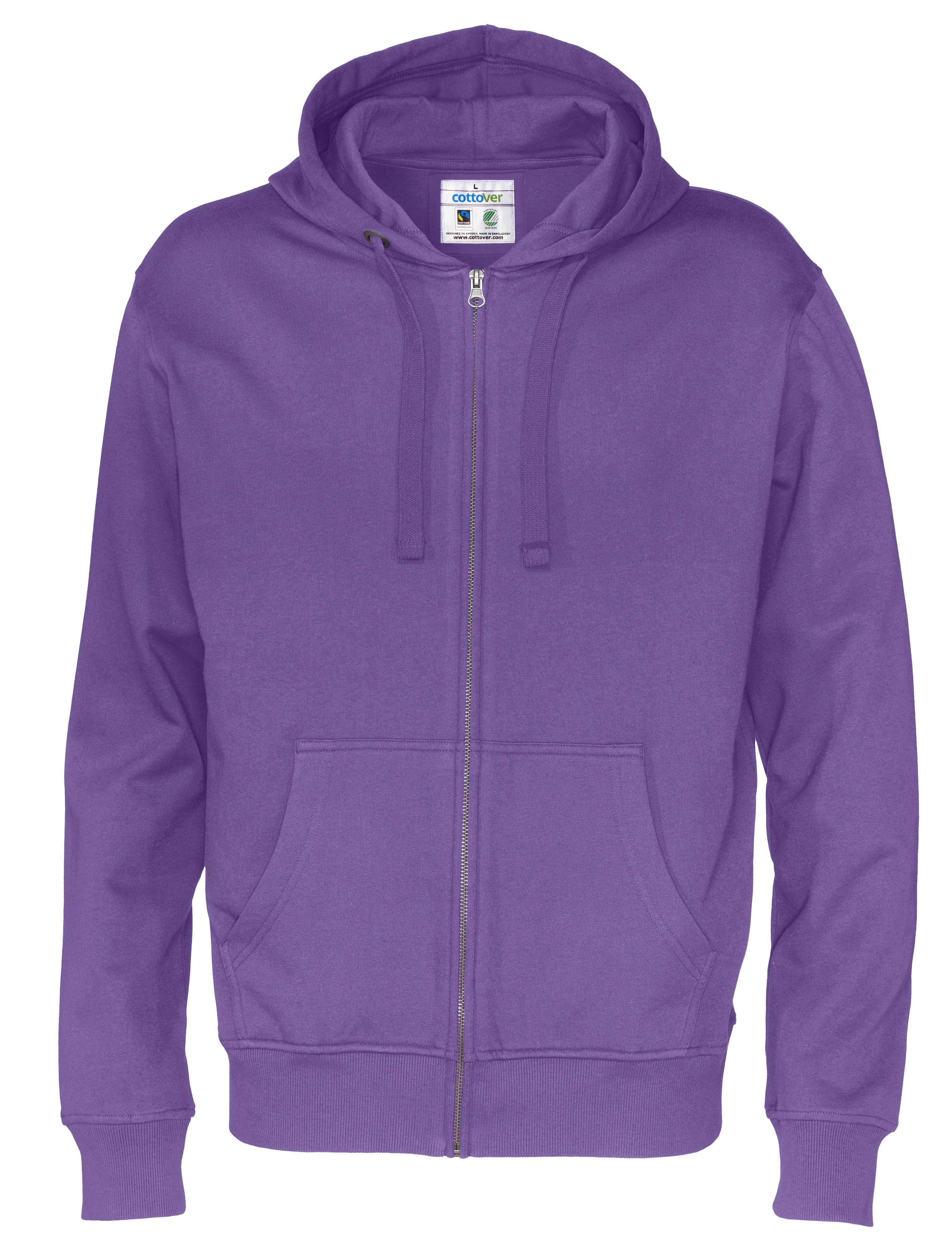 Hoodie med dragkedja - Herr - Cottover - Fairtrade & Ekologisk GOTS - 14 olika färger - 13