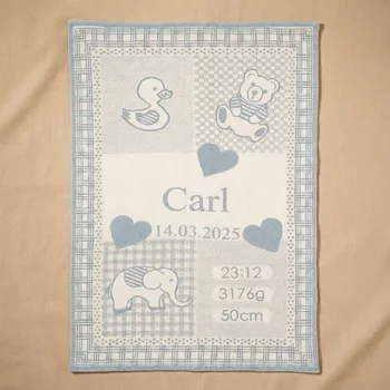 Babyfilt Elefant - Ljusblå