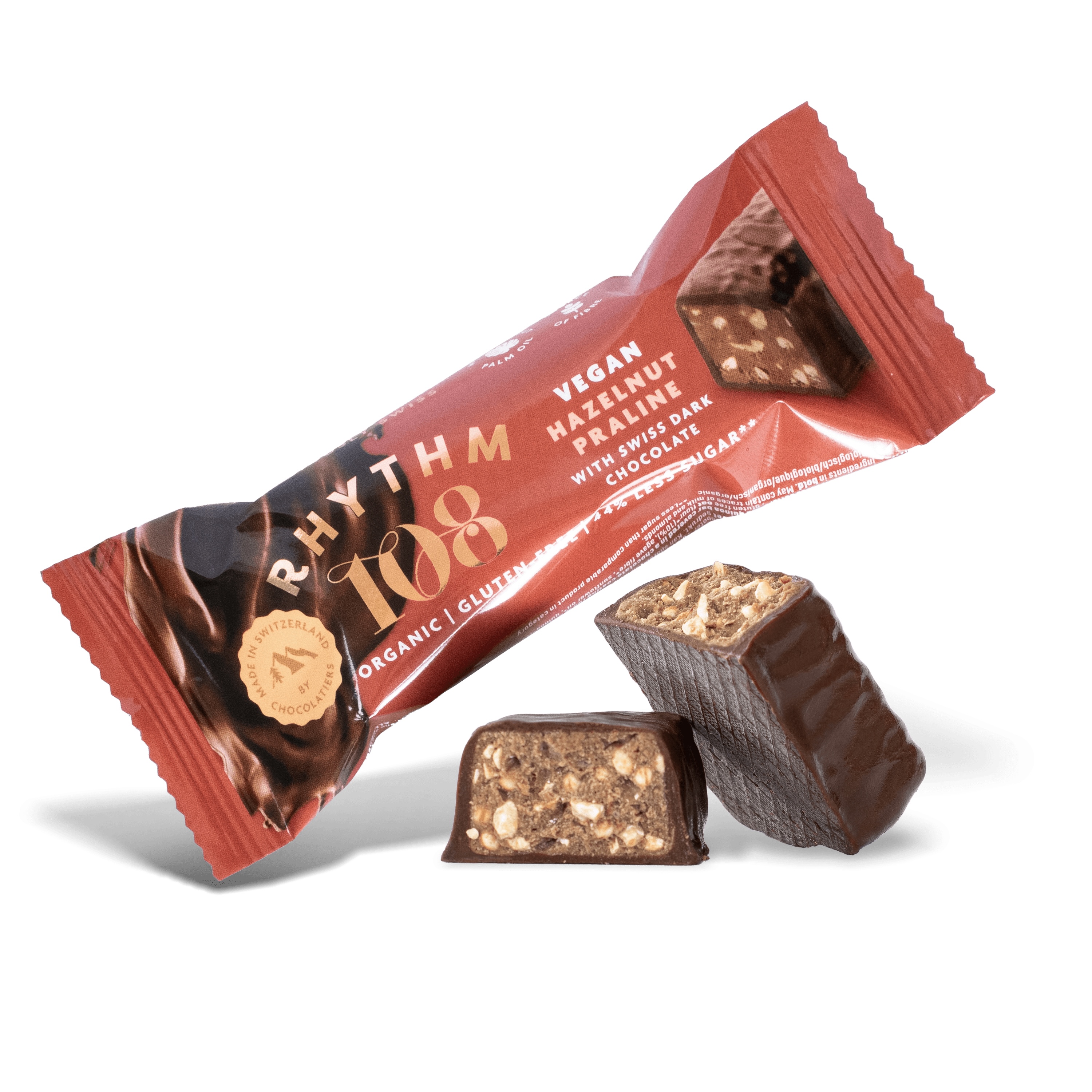 Vegansk mjölkfri chokladbar med hasselnöt rhythm 108 33g
