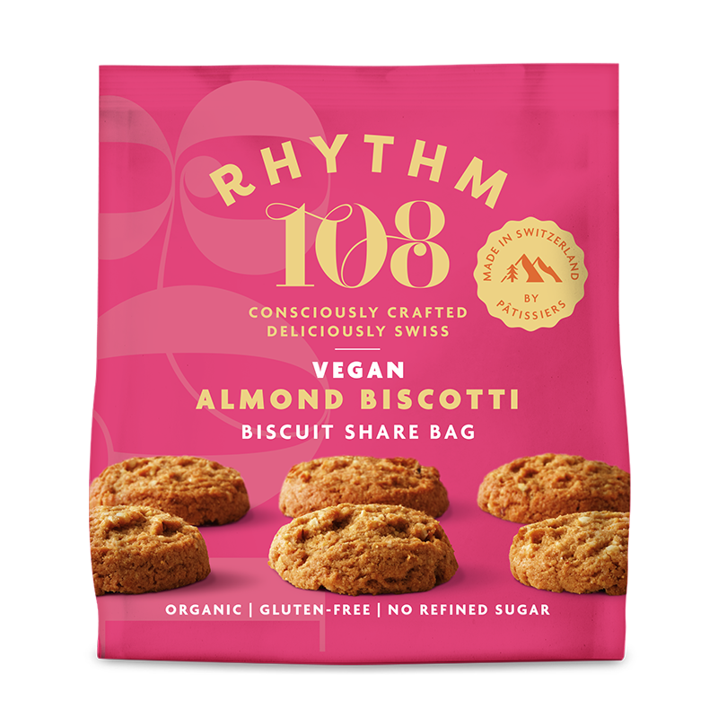 vegansk ekologisk mandelbiscotti 160g rhythm 108