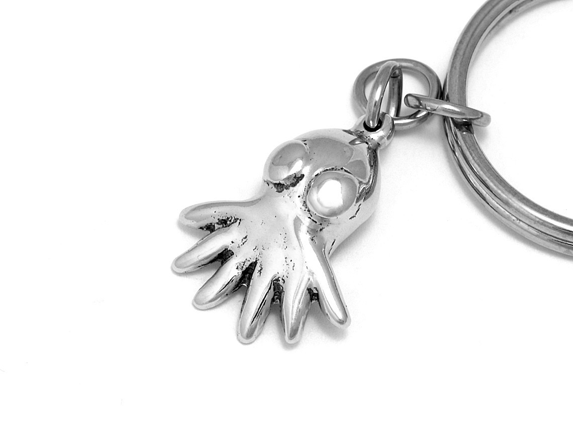 Bebis Bläckfisk Nyckelring, Tentakel Accessoar, Djur Nyckelhållare i Tenn och Stål - 2