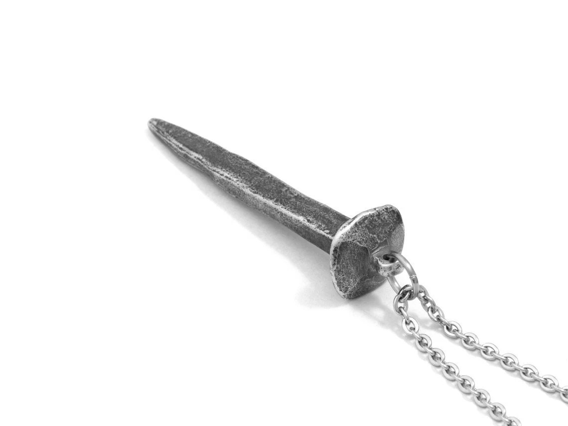 Gammal Järnspik Halsband, Spik Smycke i Tenn - 3