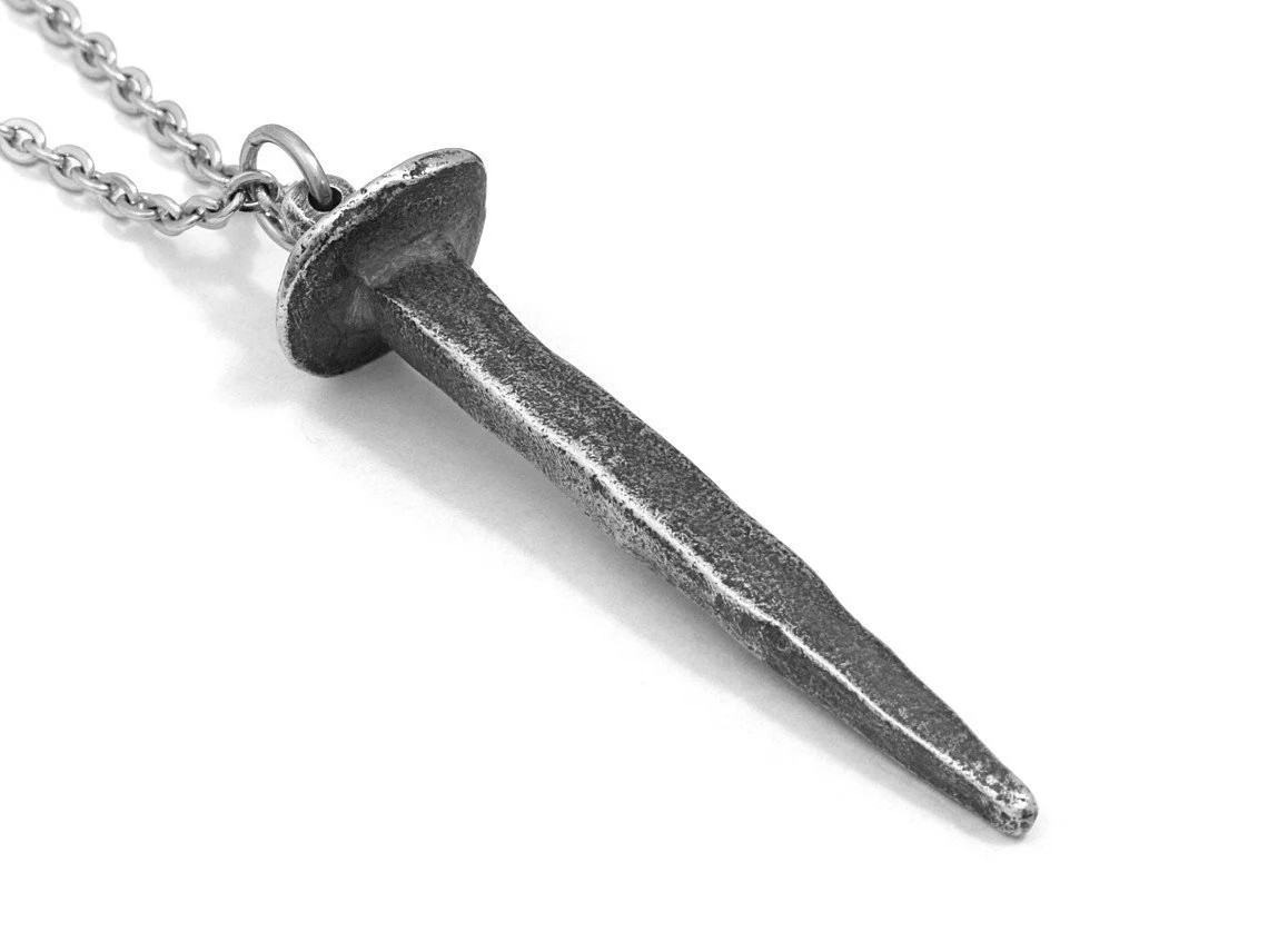 Gammal Järnspik Halsband, Spik Smycke i Tenn